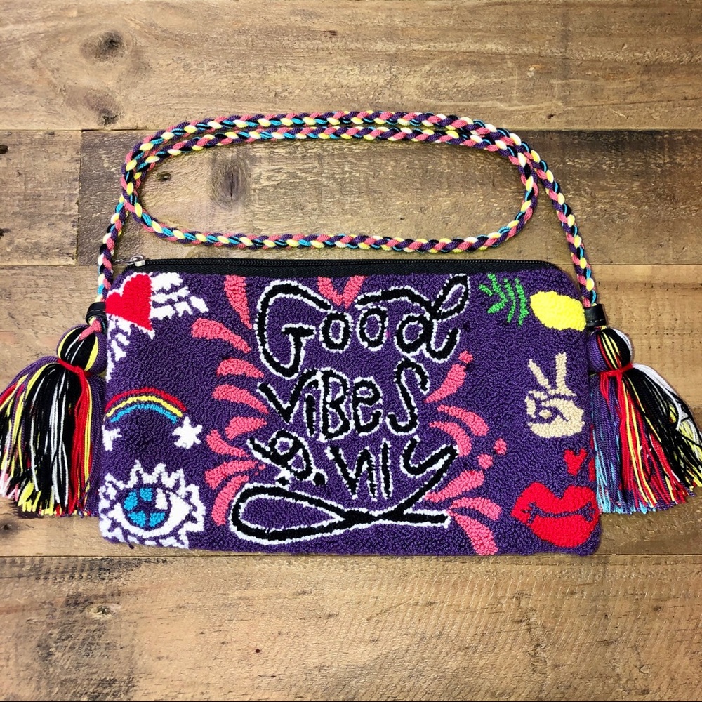 Good Vibes Only 100% Authentic Wayuu Mochila Colombian Crossbody Shoulder Bag